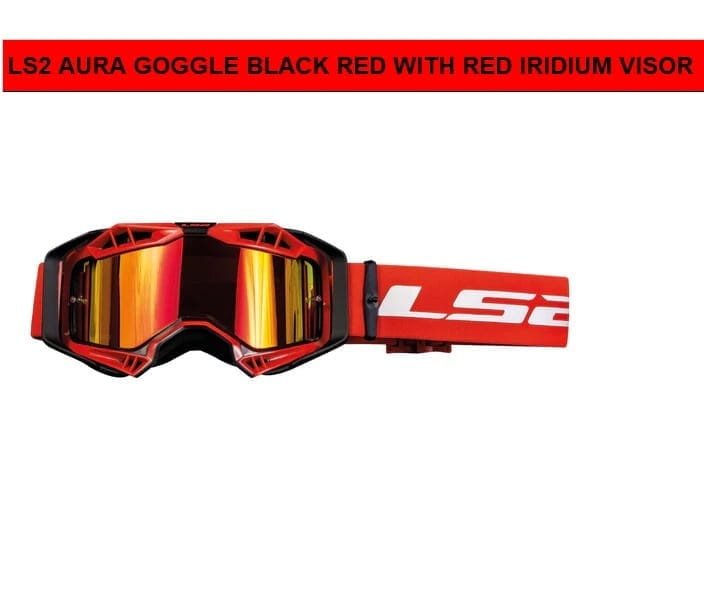 LS2 AURA GOGGLE BLACK RED WITH RED IRIDIUM VISOR