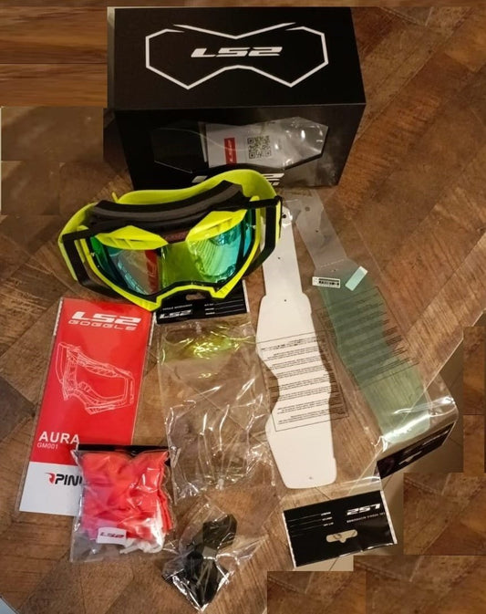 LS2 AURA GOGGLE BLACK RED WITH RED IRIDIUM VISOR