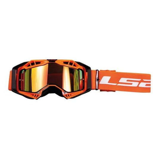 LS2 AURA PRO GOGGLE BLACK HIV ORANGE WITH IRIDIUM VISOR