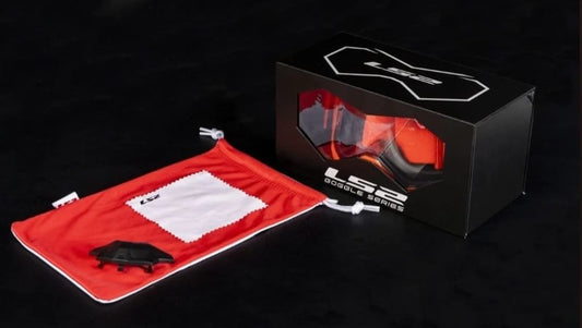 LS2 AURA GOGGLE BLACK RED WITH CLEAR VISOR