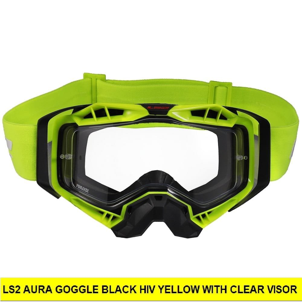 LS2 AURA GOGGLE BLACK HIV YELLOW WITH CLEAR VISOR – ls2helmetsindia