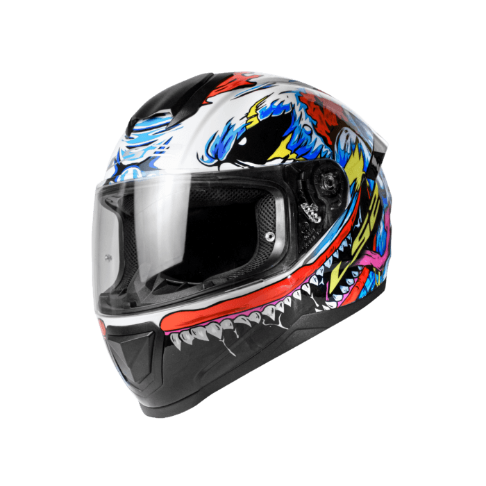 flash helmet motorcycle FF352 FLASH MONSTER WHITE RED – ls2helmetsindia