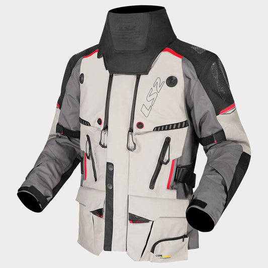LS2 APOLLO RIDING JACKET BLACK DARK GREY RED