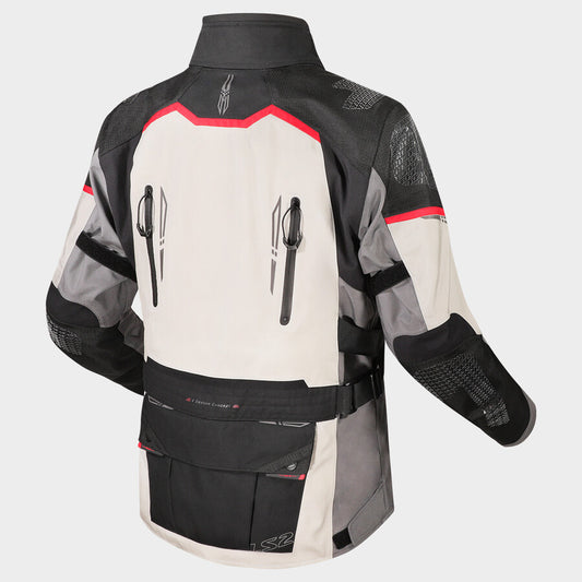 LS2 APOLLO RIDING JACKET BLACK DARK GREY RED - CE CLASS AAA CERTIFIED
