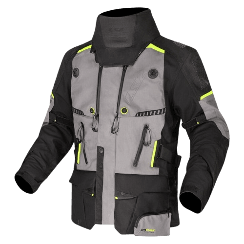 LS2 APOLLO RIDING JACKET BLACK DARK GREY H-V YELLOW