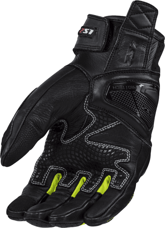 LS2 SPARK II LEATHER GLOVES BLACK H V YELLOW
