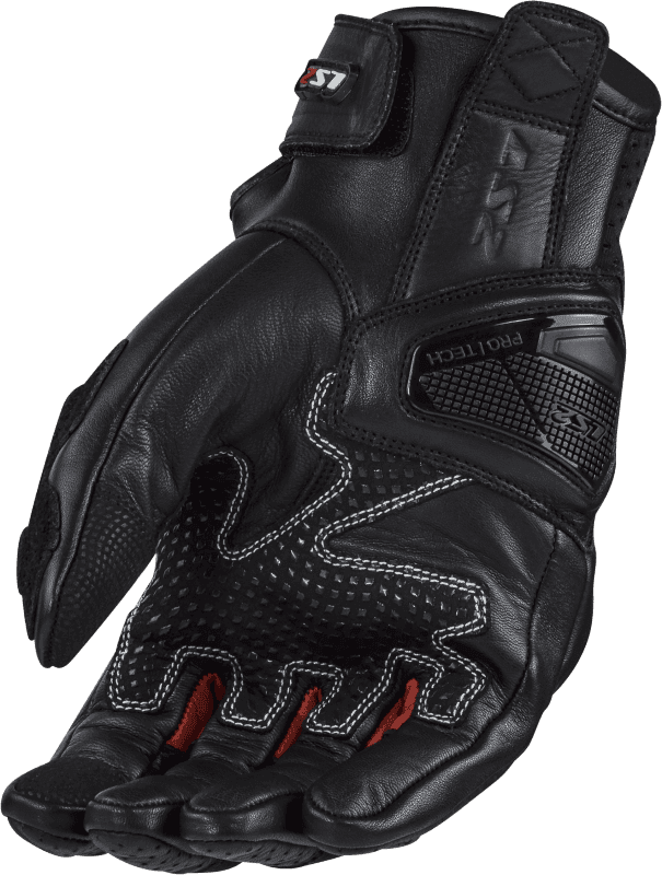 LS2 SPARK II LEATHER GLOVES BLACK RED