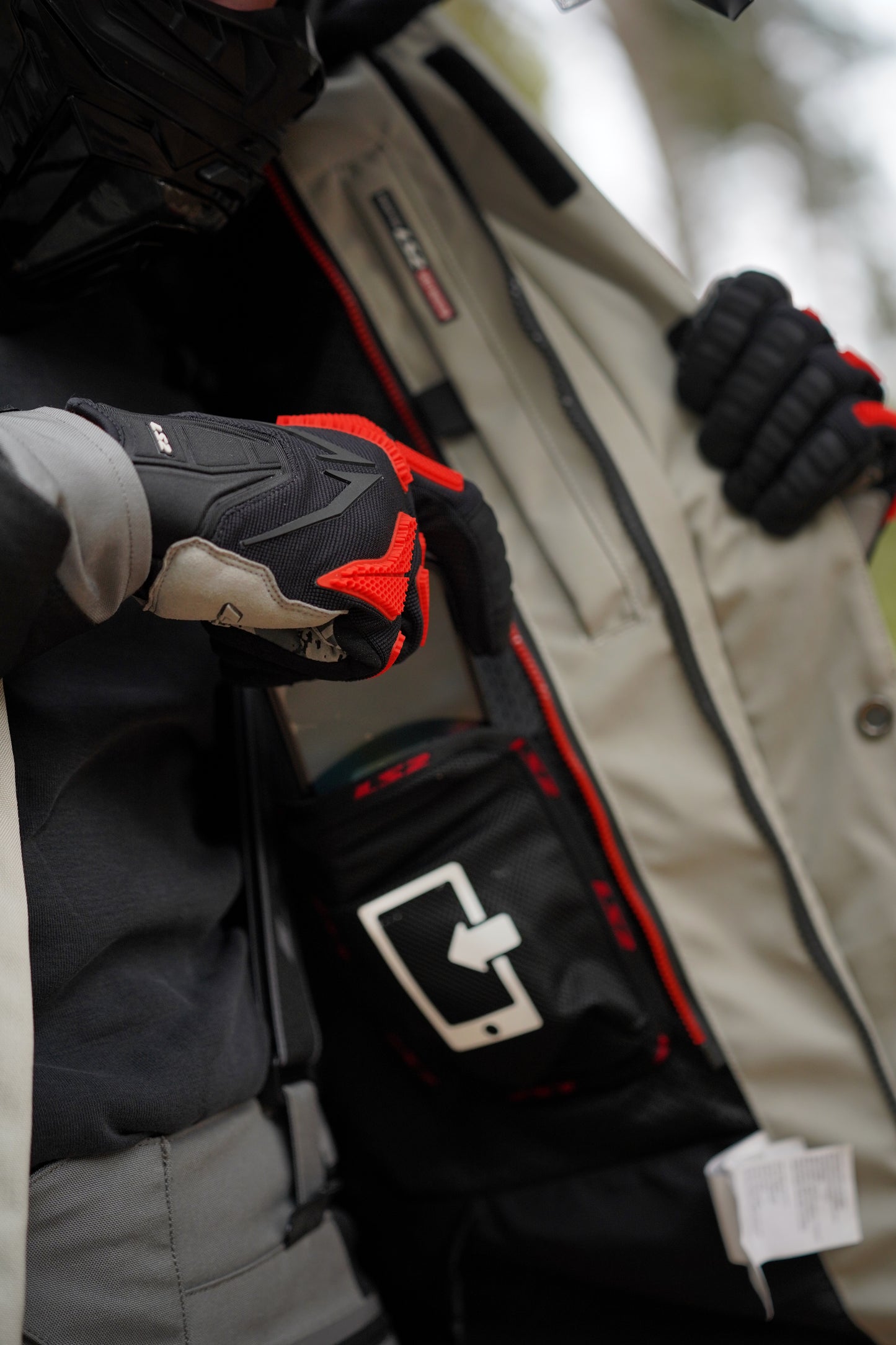 LS2 APOLLO RIDING JACKET BLACK DARK GREY RED - CE CLASS AAA CERTIFIED