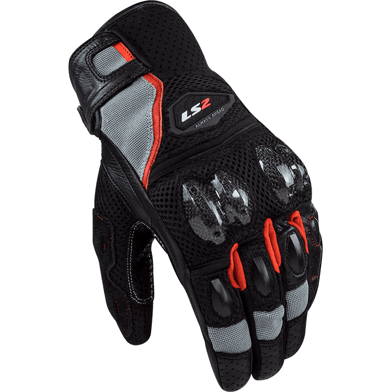 LS2 SPARK II AIR GLOVES BLACK GREY RED
