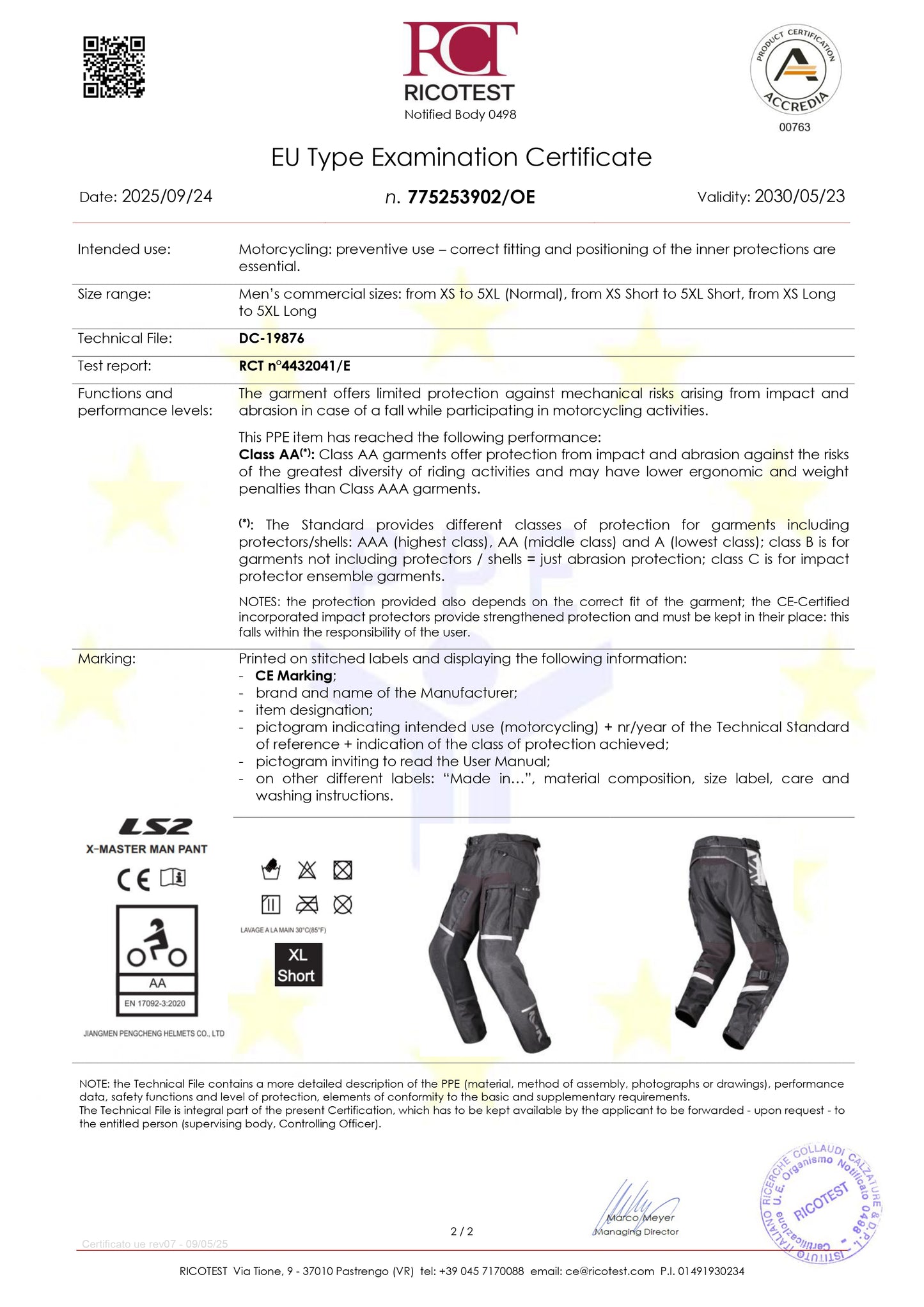 X-MASTER PANT - BLACK GREY - CE CLASS AA CERTIFIED
