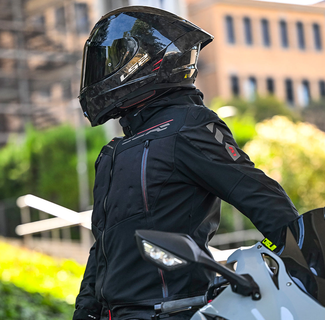 LS2 JACKET ZIRCONIUM EVO BLACK RED - CE CLASS A CERTIFIED