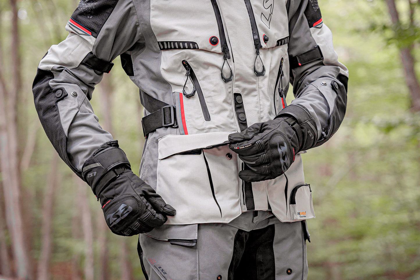 LS2 APOLLO RIDING JACKET BLACK DARK GREY RED - CE CLASS AAA CERTIFIED