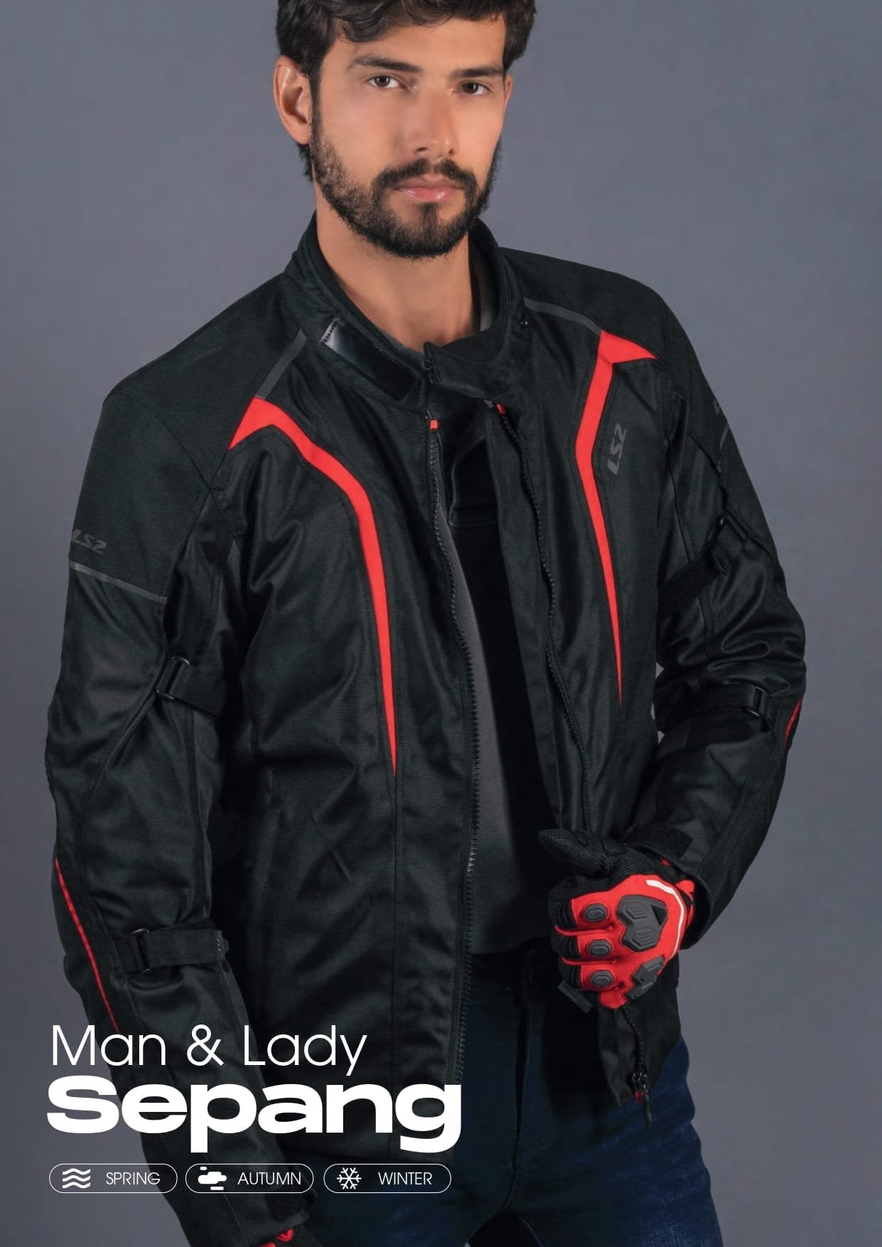 LS2 SEPANG MAN JACKET BLACK GREY HI-VI YELLOW