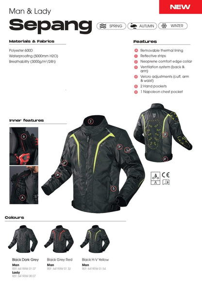 LS2 SEPANG MAN JACKET BLACK GREY HI-VI YELLOW