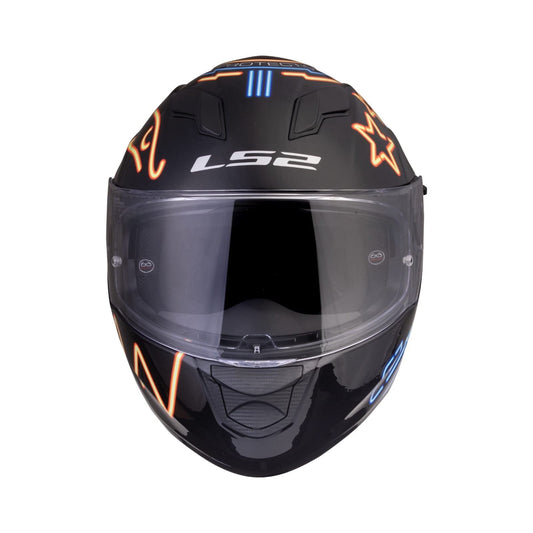 FF320 STREAM EVO NEON MATT BLACK BLUE FLUO ORANGE WITH PINLOCK