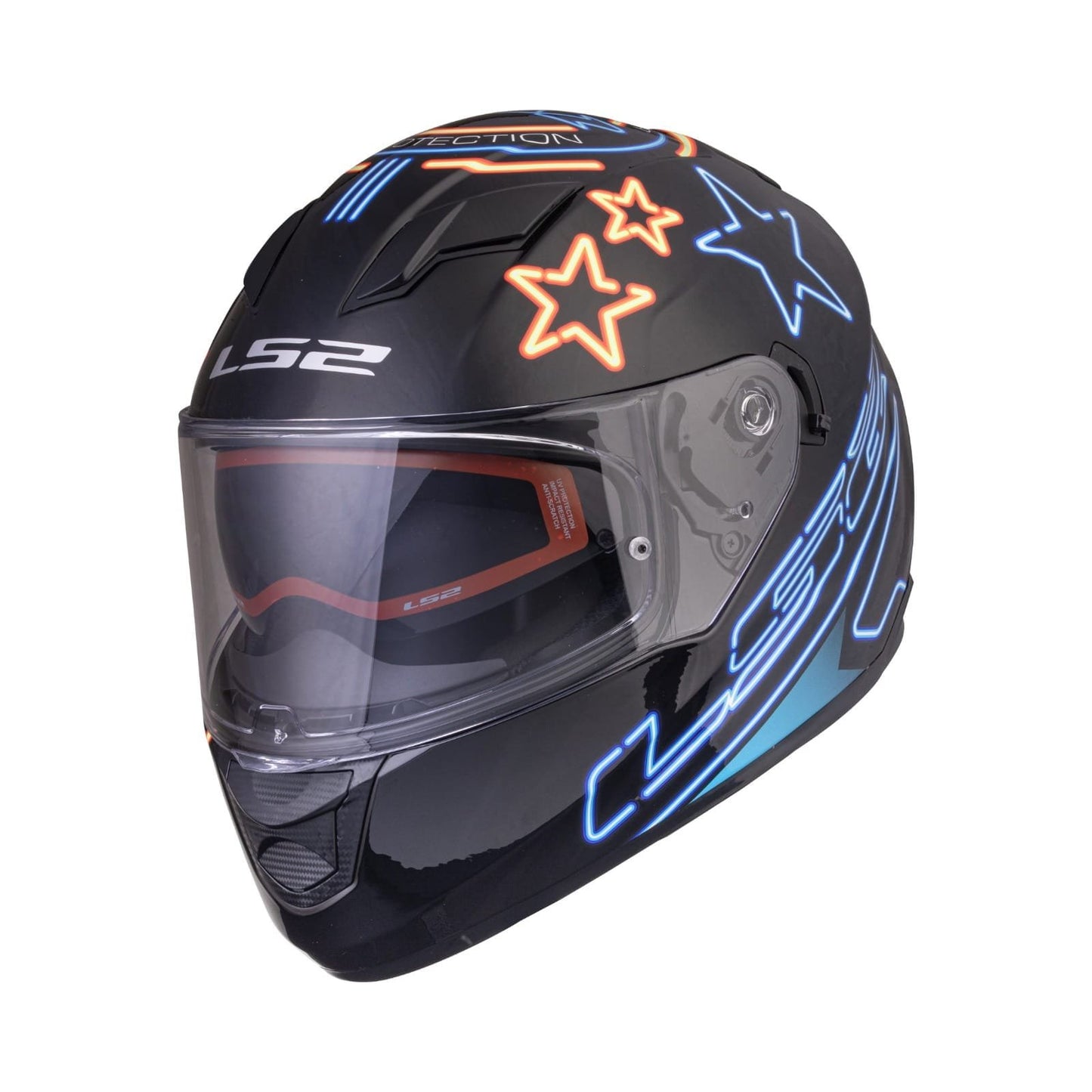 FF320 STREAM EVO NEON MATT BLACK BLUE FLUO ORANGE WITH PINLOCK