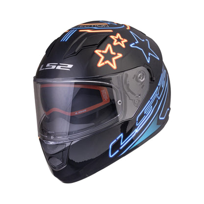 FF320 STREAM EVO NEON MATT BLACK BLUE FLUO ORANGE WITH PINLOCK