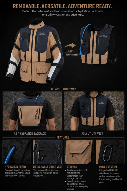 BREAKOUT MAN JACKET - GREY BLUE RED - CE CLASS AA CERTIFIED