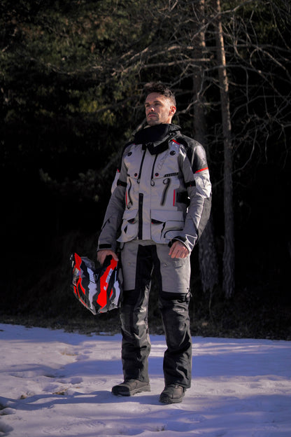 LS2 APOLLO RIDING JACKET BLACK DARK GREY RED - CE CLASS AAA CERTIFIED