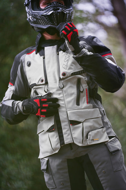 LS2 APOLLO RIDING JACKET BLACK DARK GREY RED - CE CLASS AAA CERTIFIED