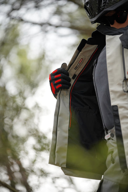 LS2 APOLLO RIDING JACKET BLACK DARK GREY RED - CE CLASS AAA CERTIFIED