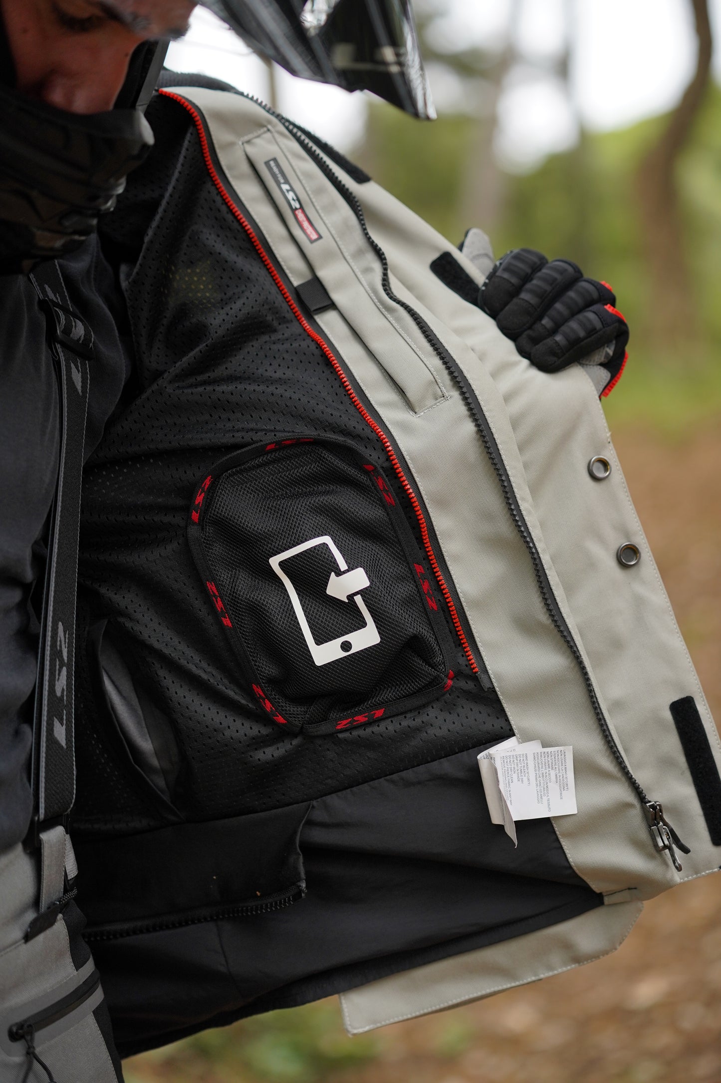 LS2 APOLLO RIDING JACKET BLACK DARK GREY RED - CE CLASS AAA CERTIFIED