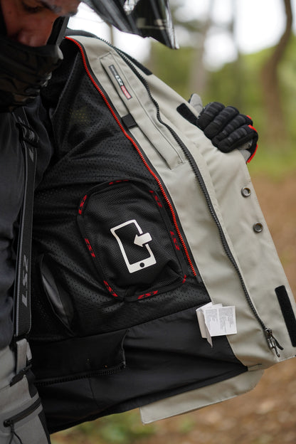 LS2 APOLLO RIDING JACKET BLACK DARK GREY RED - CE CLASS AAA CERTIFIED