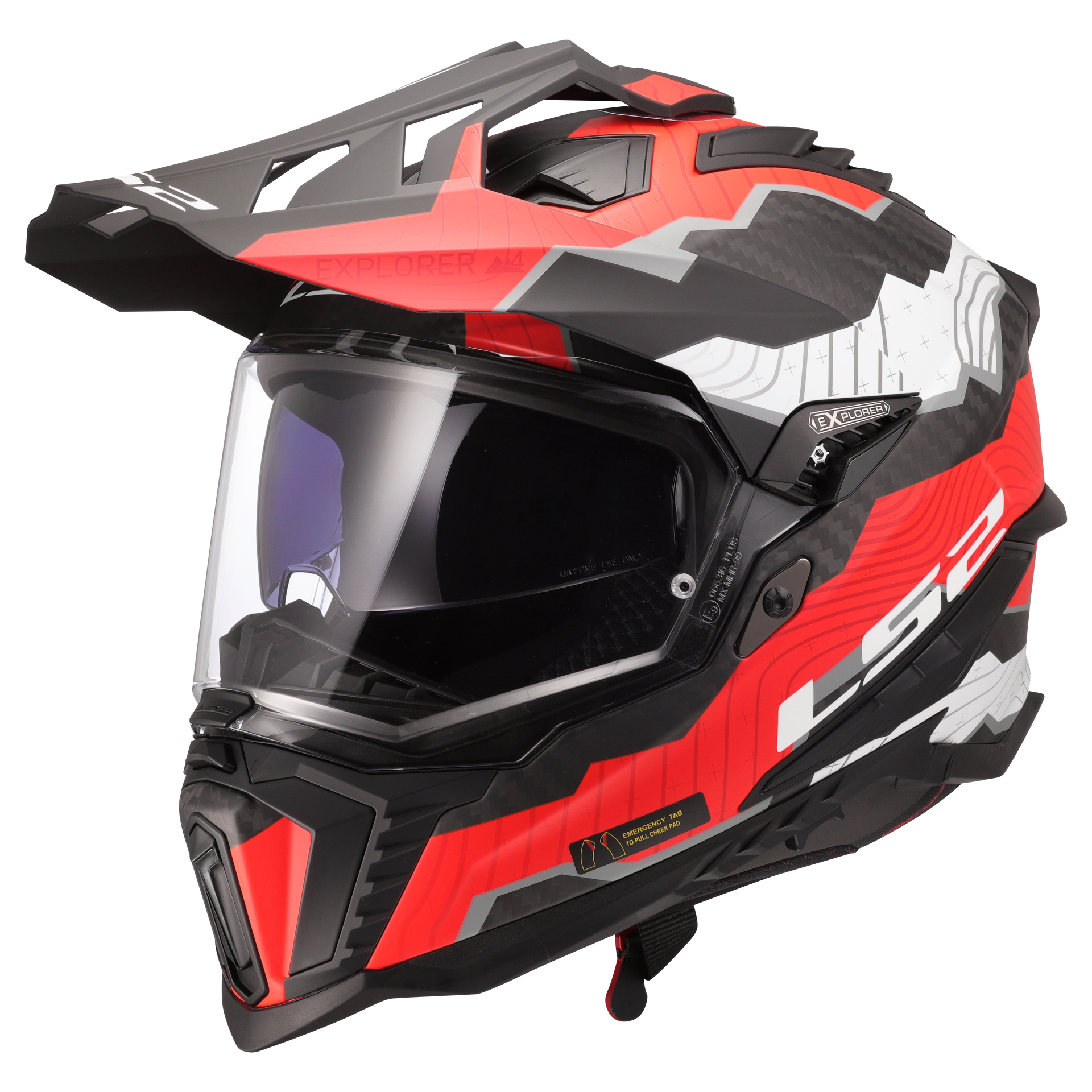 ebay ls2 helmets india MX701 EXPLORER CARBON TRICK WHITE RED-06 – ls2helmetsindia