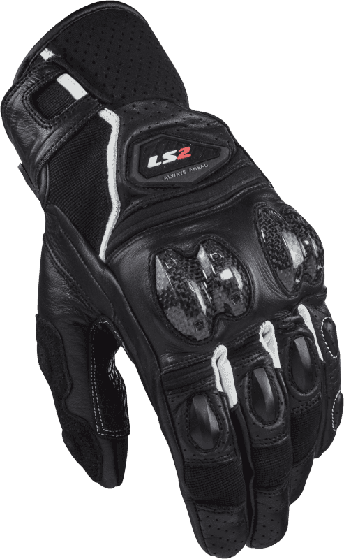 LS2 SPARK II LEATHER GLOVES BLACK WHITE