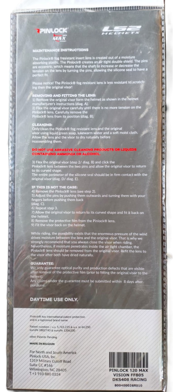 LS2 SPARE PINLOCK MAX VISION FOR FF805 THUNDER HELMETS