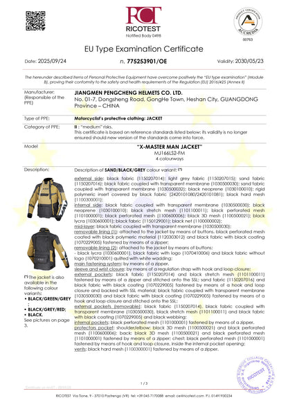 X-MASTER JACKET - BLACK - CE CLASS AA CERTIFIED