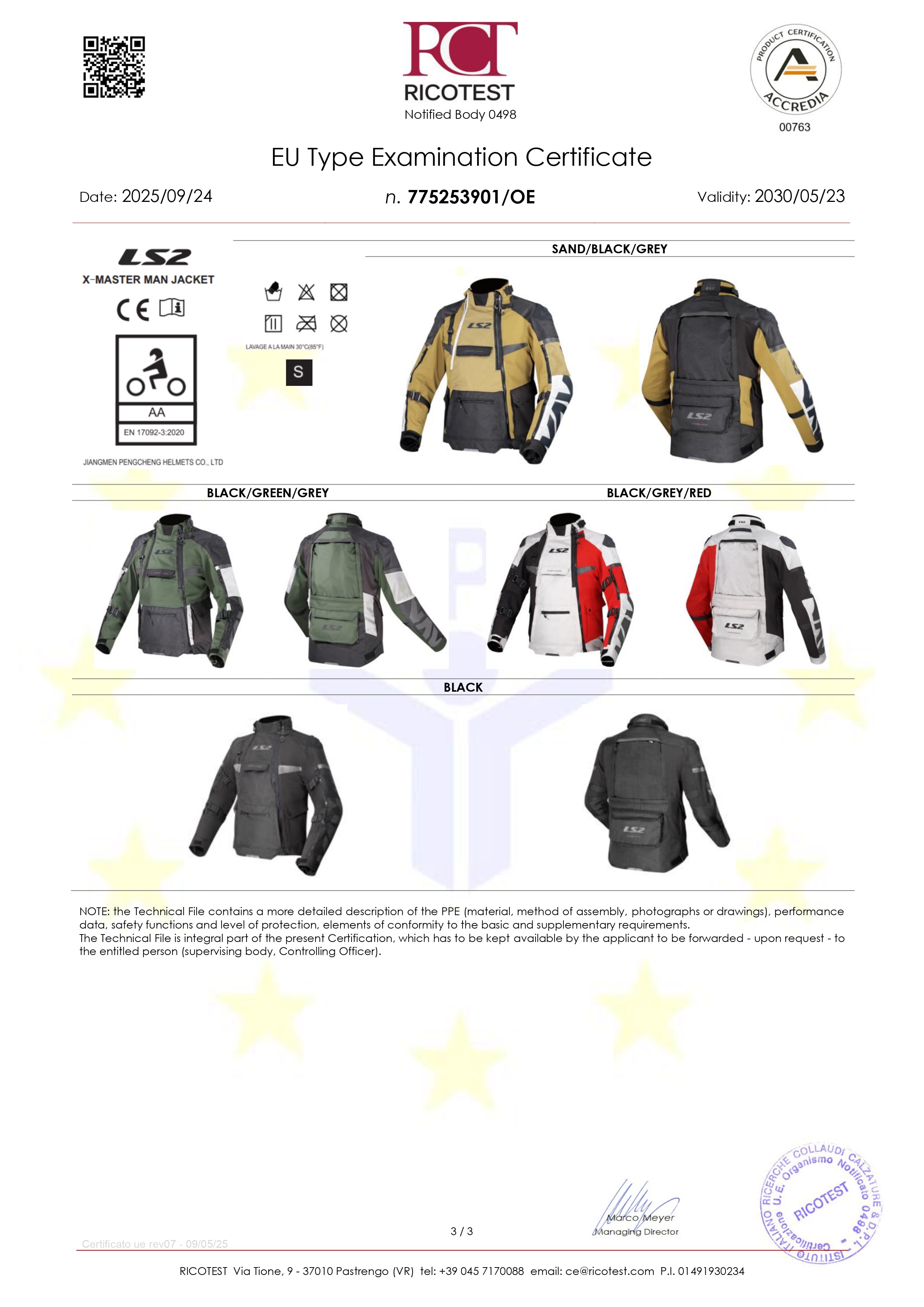X-MASTER JACKET - BLACK GREY RED - CE CLASS AA CERTIFIED