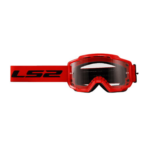 LS2 CHARGER PRO GOGGLE RED WITH CLEAR VISOR