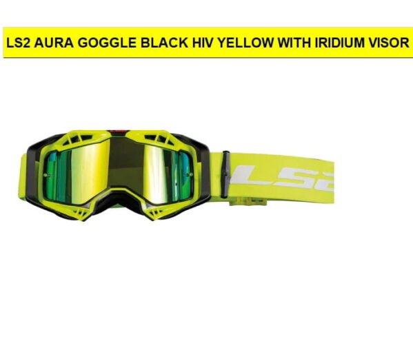 LS2 AURA PRO GOGGLE BLACK HIV YELLOW WITH IRIDIUM VISOR