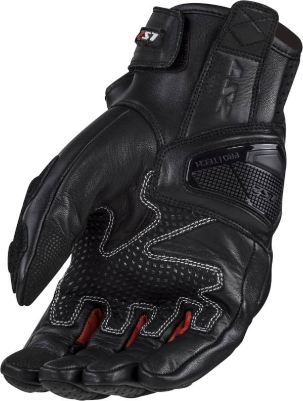 LS2 SPARK II LEATHER GLOVES BLACK RED