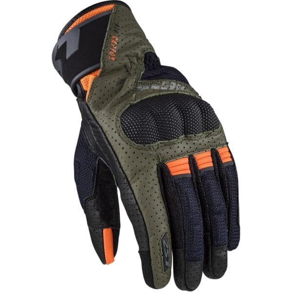 LS2 AIR RAPTOR RIDING GLOVES GREEN FOREST BLUE HIV ORANGE